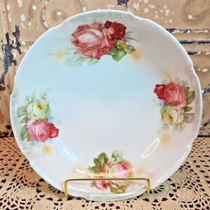 Vintage Leuchtenburg China Germany Pink Roses Decorative Serving Bowl 7.5"